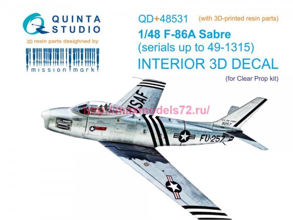 QD+48531   3D Декаль интерьера для F-86A Sabre (Clear Prop) (с 3D-печатными деталями) (thumb85278)